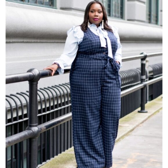 Modcloth Wide Leg Button- Front Jumpsuit - Size 2X - Picture 1 of 8